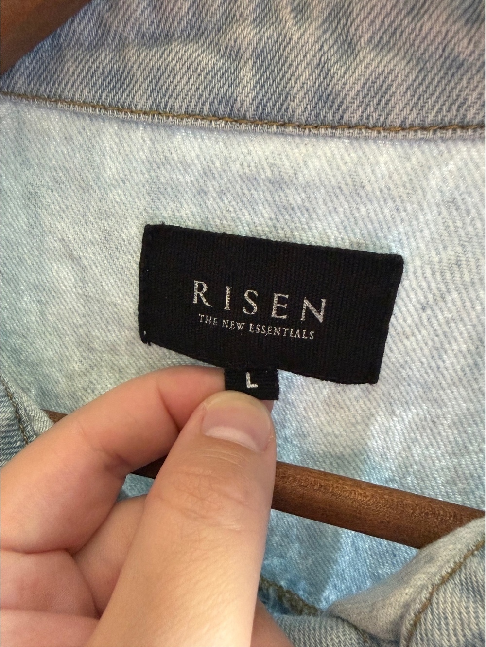 Risen 100% cotton light wash denim button up long sleeve shirt - Picture 2 of 12